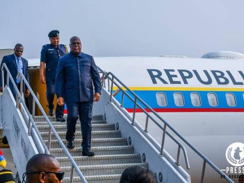 Le chef de l'État Félix-Antoine Tshisekedi à sa descente de l'avion après un bref séjour à l'étranger [ Photo d'illustration]