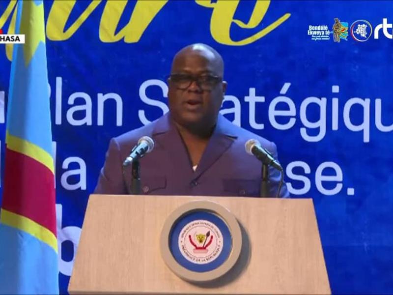 Le Président Félix-Antoine TSHISEKEDI lors de l'investiture du Bureau du Conseil National de la Jeunesse, ce samedi 04 octobre 2025