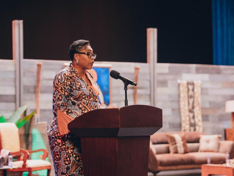 La Première Ministre Judith Suminwa lance la 10ᵉ édition d’Expo Béton, au Centre Culturel et Artistique pour les Pays d’Afrique Centrale, à Kinshasa.