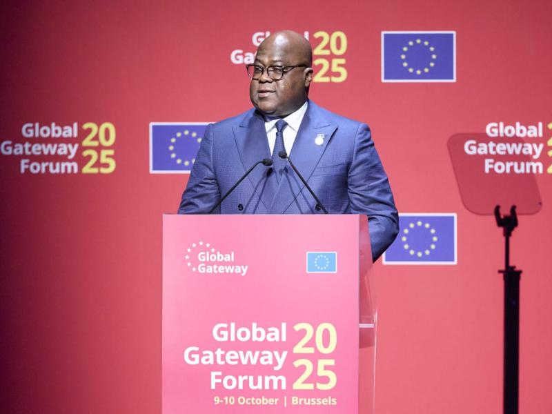 Le président Félix Tshisekedi à la tribune de Global Gateway Forum à Bruxelles [photo d'illustration]