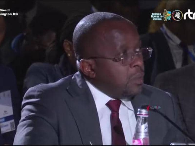 Le VPM Jacquemin SHABANI intervenant au Forum Économique d'Investissement USA-RDC à Washington, mardi 14 octobre 2025