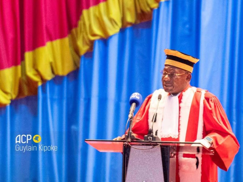Le Procureur général près la cour de cassation Firmin Mvonde lors de son allocution à la rentrée judiciaire, ce mercredi 15 octobre 2025
