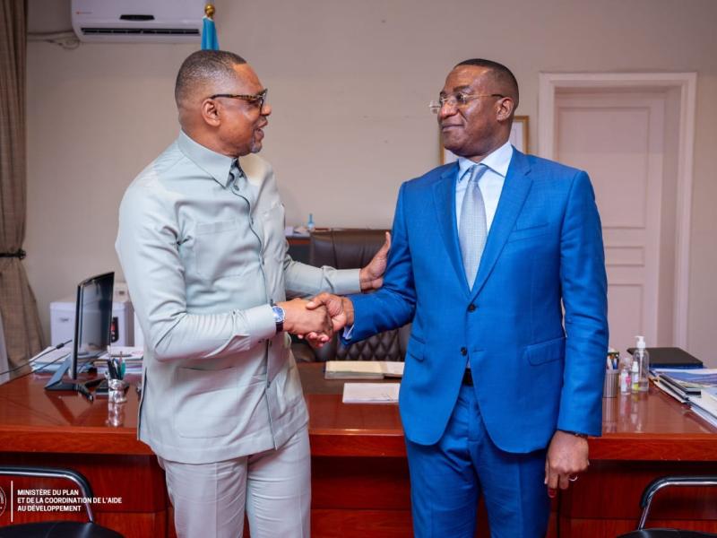 Le ministre du plan Guylain Nyembo et le ministre du PTNTIC José Mpanda [photo d'illustration]