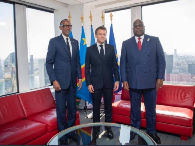 Les Présidents Félix Tshisekedi, Paul Kagame, et Emmanuel Macron en septembre 2022 à New York [photo d'illustration]