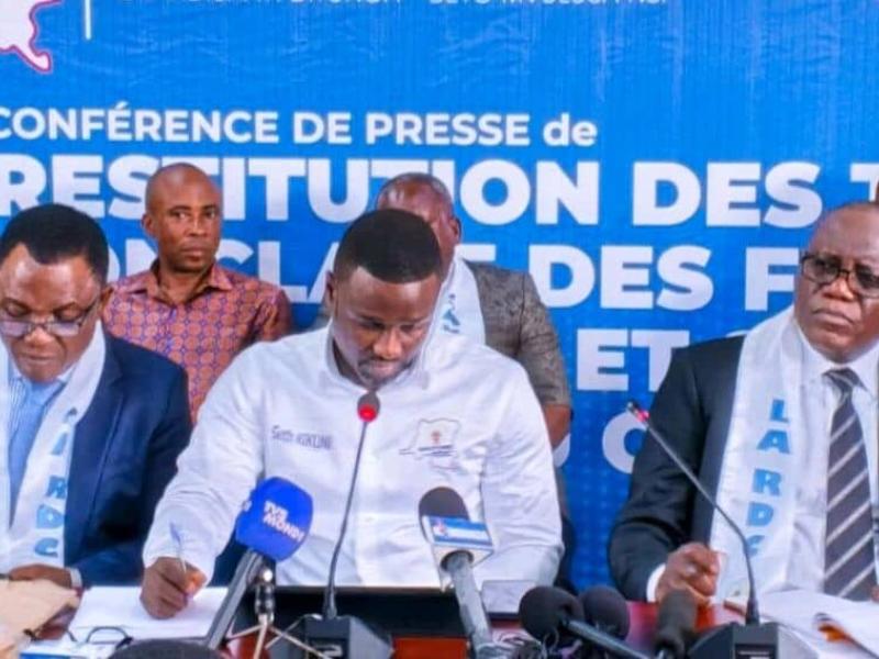 Des membres du mouvement politique Sauvons la RDC lors d’une conférence de presse à Kinshasa [photo d’illustration]