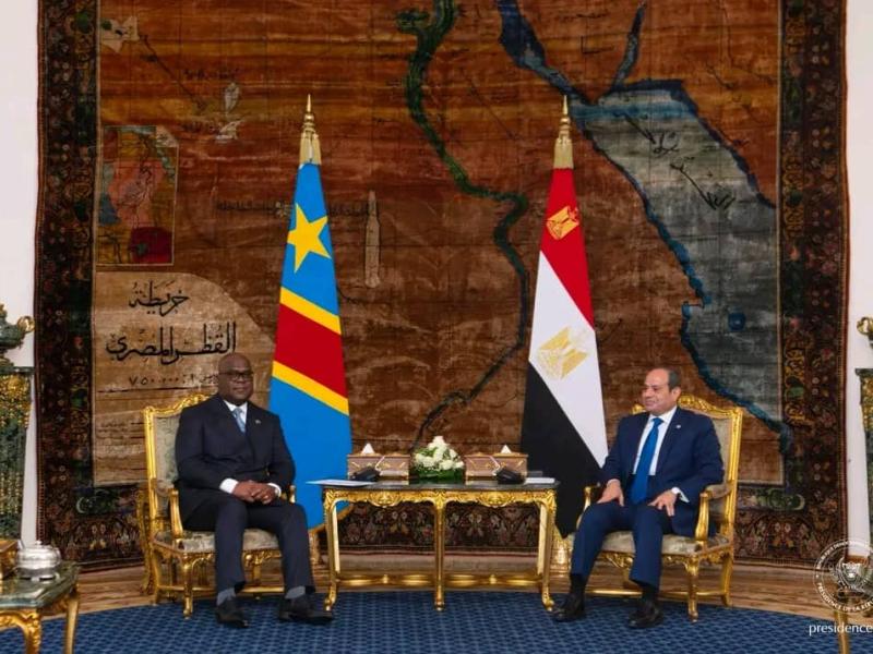 Le Président Félix Tshisekedi avec Abdel Fattah al-Sissi au Caire [photo d'illustration]