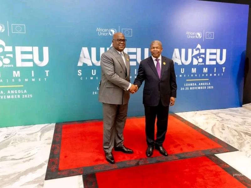 Le Président Félix Tshisekedi et le Président angolais João Lourenço au sommet UE-UA à Luanda [photo d'illustration]
