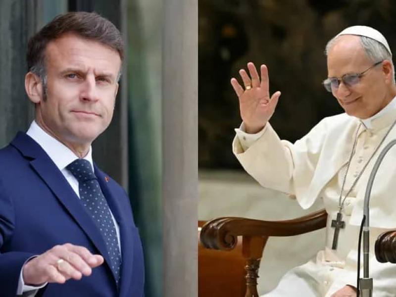 Emmanuel Macron et le Pape Léon XIV [photo montage]