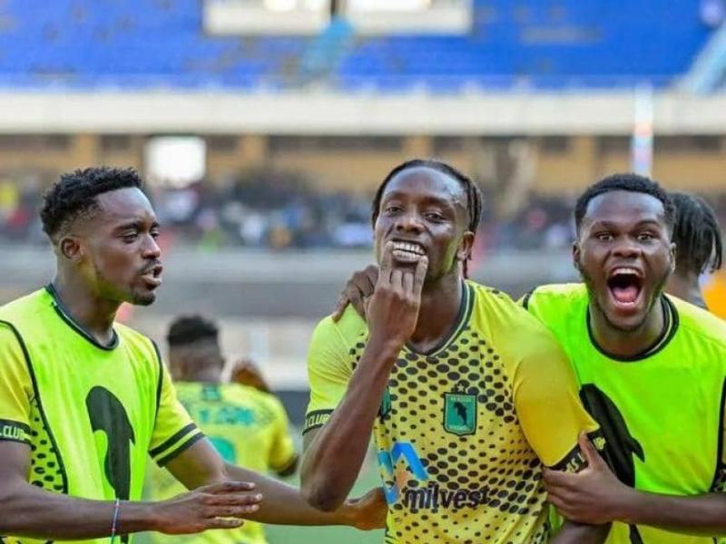 L'attaquant de VClub, Beyuku Munsi en pleine célébration d'un but avec ses coéquipiers. [Photo d'illustration]