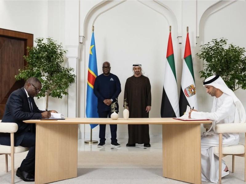 Julien Paluku Kahongya et son homologue émirati signent l’APEG devants les Présidents Félix Tshisekedi et Mohamed Ben Zayed Al Nahyane
