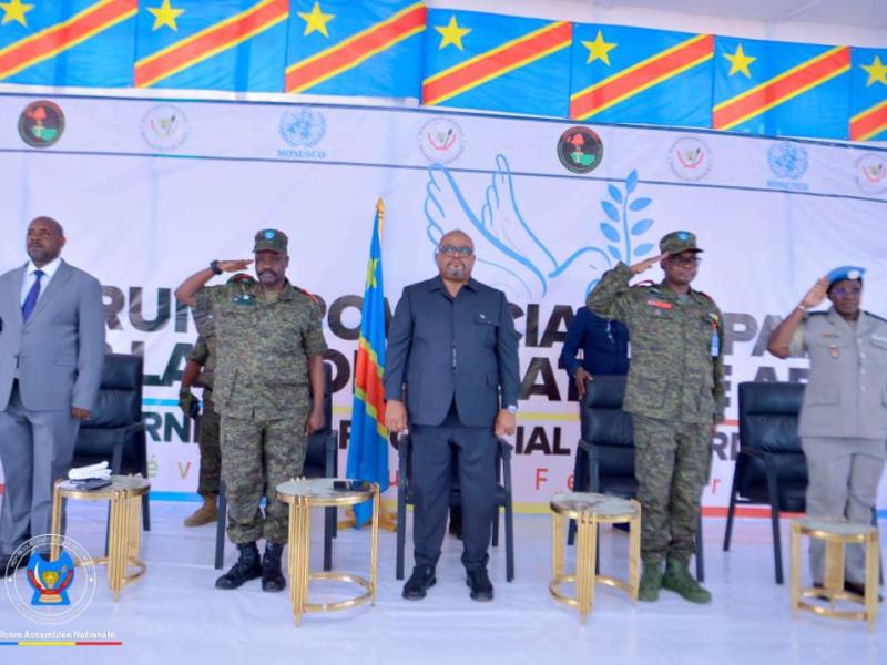 Le Gouverneur militaire du Nord-kivu le général Evariste somo, le président de l'Assemblée nationale Aimé Boji, le chef d'état major général adjoint des FARDC et le représentant de la MONUSCO [photo d'illustration]
