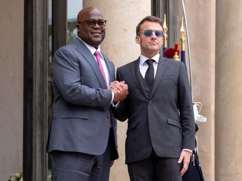 Les présidents congolais et français, Félix Antoine Tshisekedi Tshilombo et Emmanuel Macron