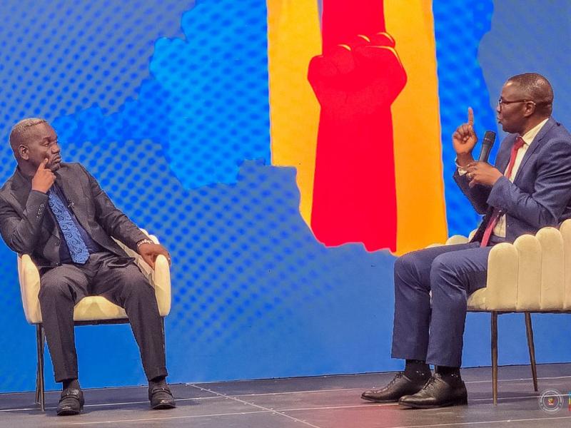 Le ministre Julien Paluku Kahongya lors d’une émission télévisée à la RTNC [photo d’illustration]