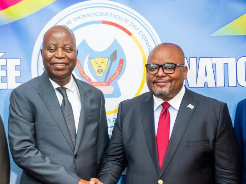 Le VPM du Budget Adolphe Muzito et le Président de l'Assemblée nationale Aimé Boji, ce jeudi 05 mars 2026