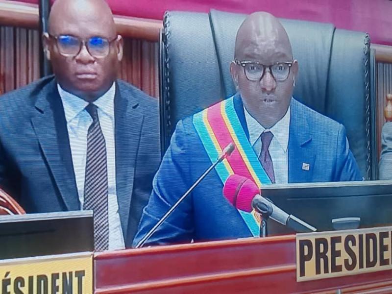 Le président du Sénat, Sama Lukonde, à l’ouverture de la session parlementaire de Mars 2026
