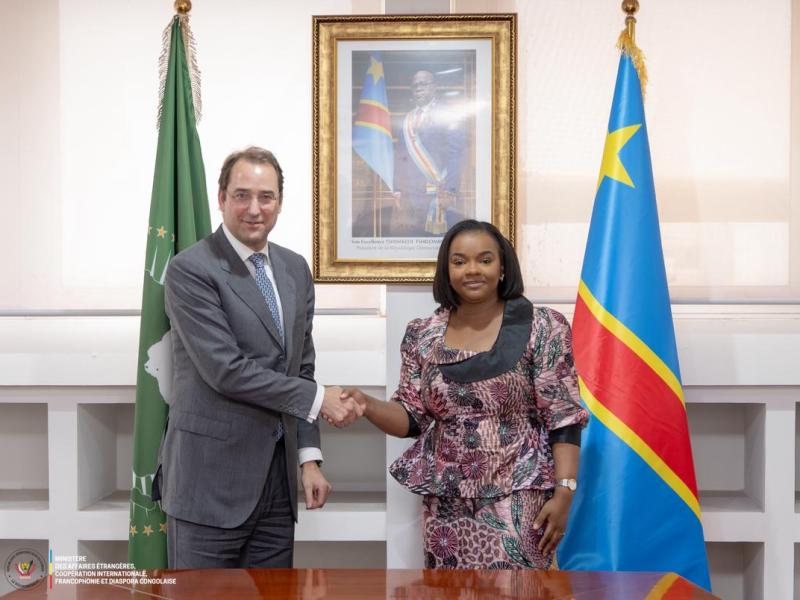 Noëlla Ayeganagato Nakwipone, vice-ministre congolaise des Affaires étrangères, avec son homologue autrichien, Nikolaus Marschik