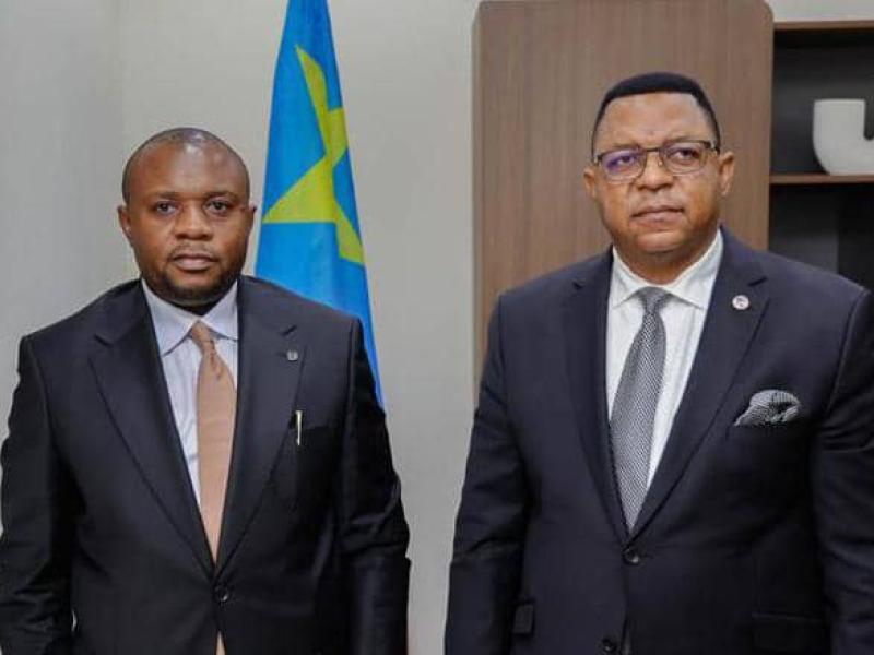 Le DG ai de Transco Jérémie KILUBU MATONDO et Hervé Claude NTUMBA BATUKONKE, Directeur Général du FPI