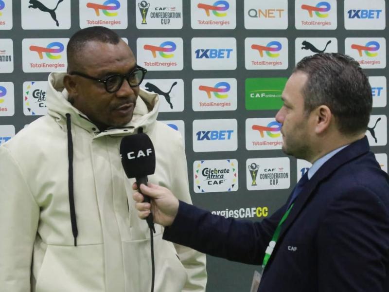 Papy Kimoto lors d'une interview après la défaite de Maniema Union face à l'USM Alger. [Photo d'illustration]