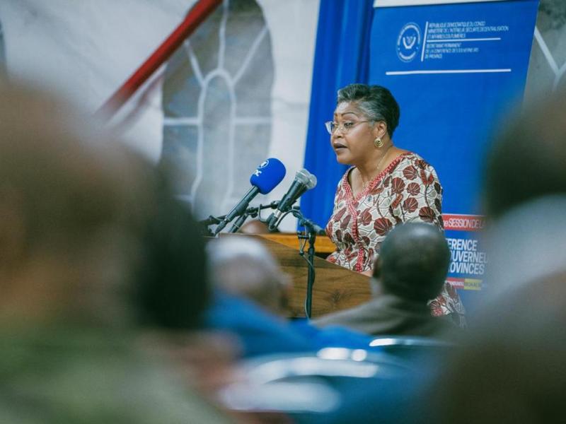 La Première Ministre, Judith Suminwa, lors de la clôture de la 13e conférence des Gouverneurs