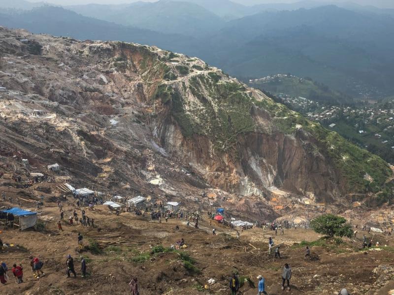La mine de coltan à ciel ouvert de Rubaya, site d’un glissement de terrain massif survenu le 30 janvier 2026. © AFP
