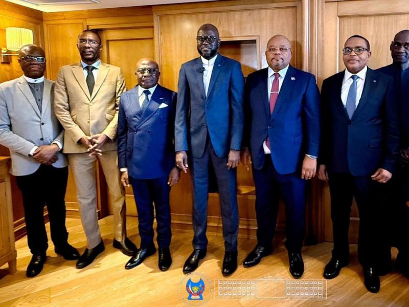 Le président de l'Assemblée nationale de la RDC Aimé Boji Sangara accompagné d'une délégation congolaise lors d'une rencontre avec son homologue du Sénégal, El Malick Ndiaye