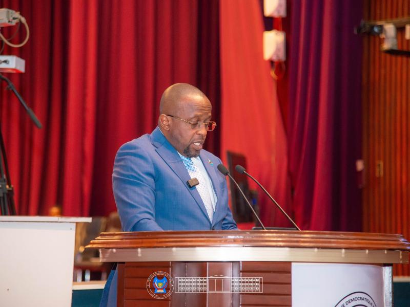 Le VPM de l'Intérieur Jacquemain Shabani, à l’Assemblée nationale, mercredi 08 avril 2026