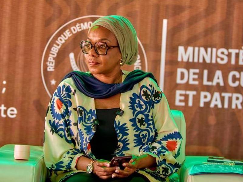 Yolande Elebe, ministre de la Culture, Arts et Patrimoine, lors de la cérémonie du lancement de la 11e édition du Festival Amani à Lubumbashi