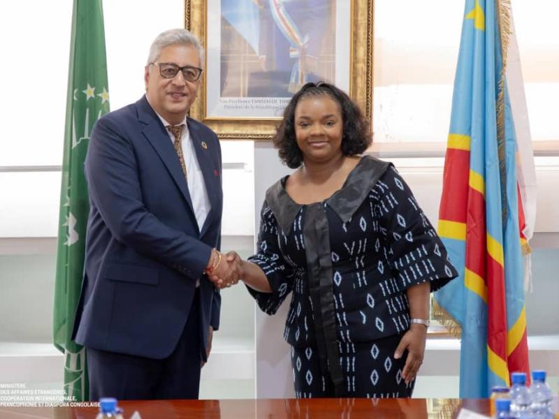 Le directeur régional pour l’Afrique de UNOPS, Sanjay Mathur, reçu par la vice-ministre des Affaires étrangères en RDC, Noëlla Ayeganagato Nakwipone