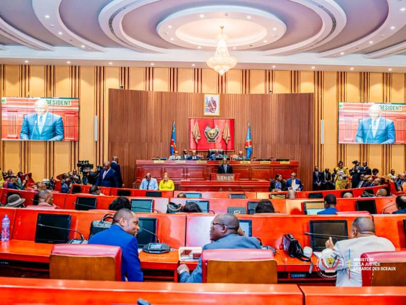Guillaume NGEFA Ministre d'État en charge de la Justice devant les sénateurs ce lundi 13 avril 2026