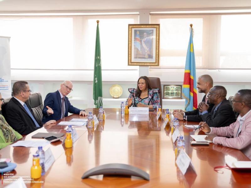 James Swan, Représentant Spécial du Secrétaire Général des Nations Unies en RDC, accompagnés de ses deux adjoints, reçus par Thérèse Kayikwamba Wagner, ministre des Affaires étrangères