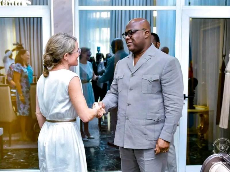 Le Président de la République Félix-Antoine Tshisekedi et la ministre belge Anneleen Van, mardi 14 avril 2026