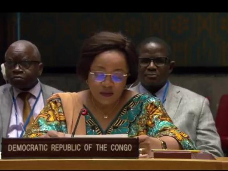 Jocelyne KABENGELE LUKU, ambassadrice de la République démocratique du Congo à l'ONU lors de son intervention de ce mercredi 15 avril 2026