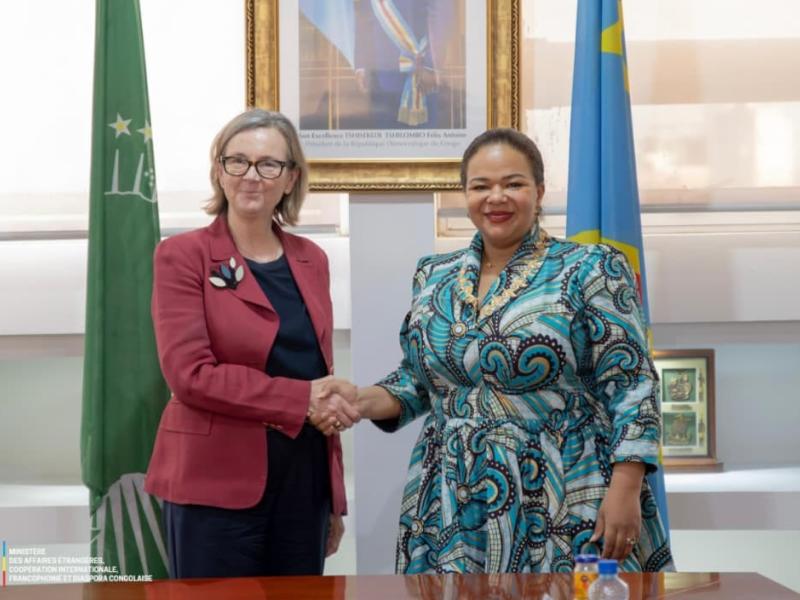 La ministre des Affaires étrangères, Thérèse Kayikwamba Wagner, et Patricia Llombart, Directrice générale Afrique du Service européen pour l’action extérieure de l’UE [ photo d'illustration]