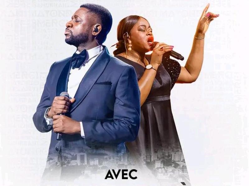 Le couple Athom's et Nadège MBUMA sur l'affiche annonçant le concert au Gymnase du Stade des Martyrs