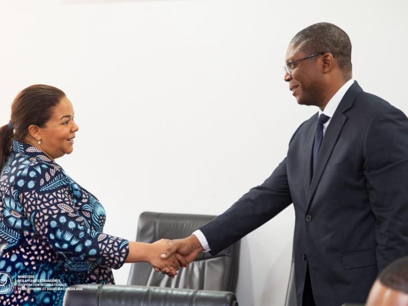La ministre des Affaires étrangères, Thérèse Kayikwamba Wagner, avec Bob Mabiala, Directeur Général de l’ADPI-RDC [photo d'illustration]