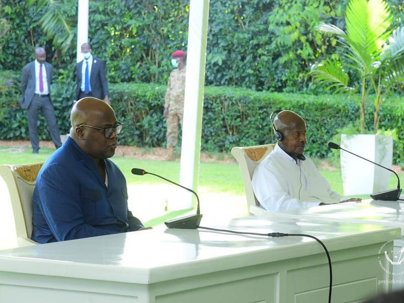 Félix Tshisekedi et son homologue ougandais Yoweri Museveni [photo d'illustration]