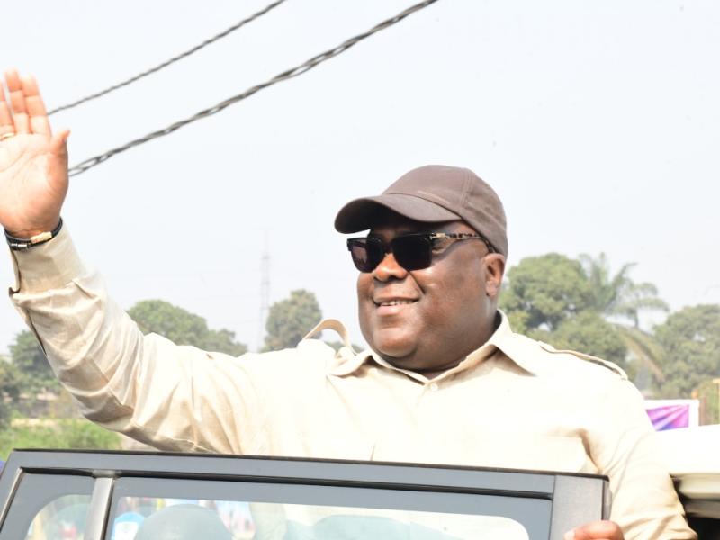 Le Président Félix Tshisekedi à bord d’un véhicule dans la capitale de la RDC