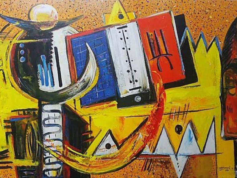 Un tableau peint par l'artiste plasticien Franck Dikisongele