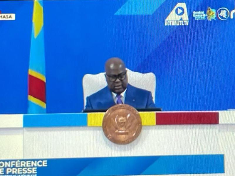Le chef de l'État Félix Tshisekedi lors de la conférence de presse, ce mercredi 06 mai 2026