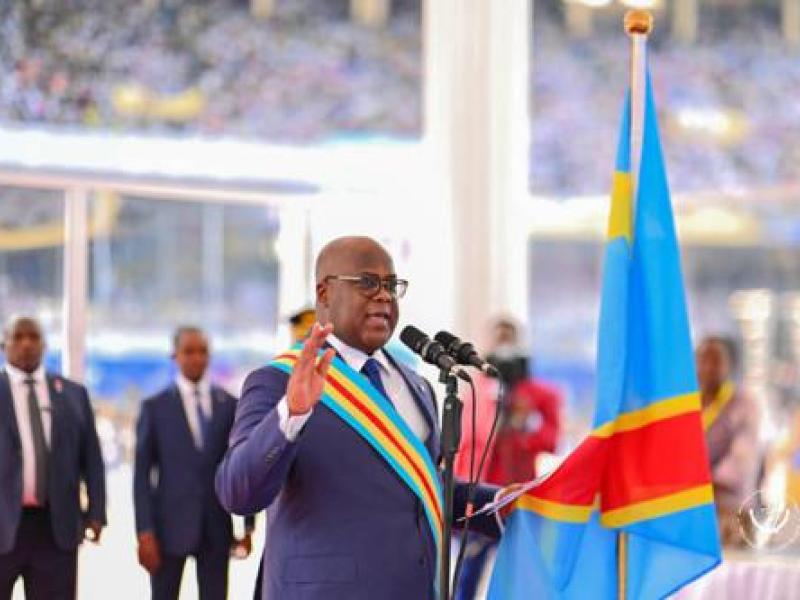 Le Président Félix-Antoine Tshisekedi Tshilombo prêtant serment, le 20 janvier 2024, au Stade des Martyrs [photo d’illustration]