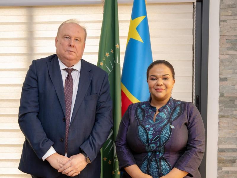 La ministre des Affaires étrangères, Thérèse Kayikwamba Wagner, et l’ambassadeur de la Russie en RDC, Karl Tikhaze [photo d'illustration]