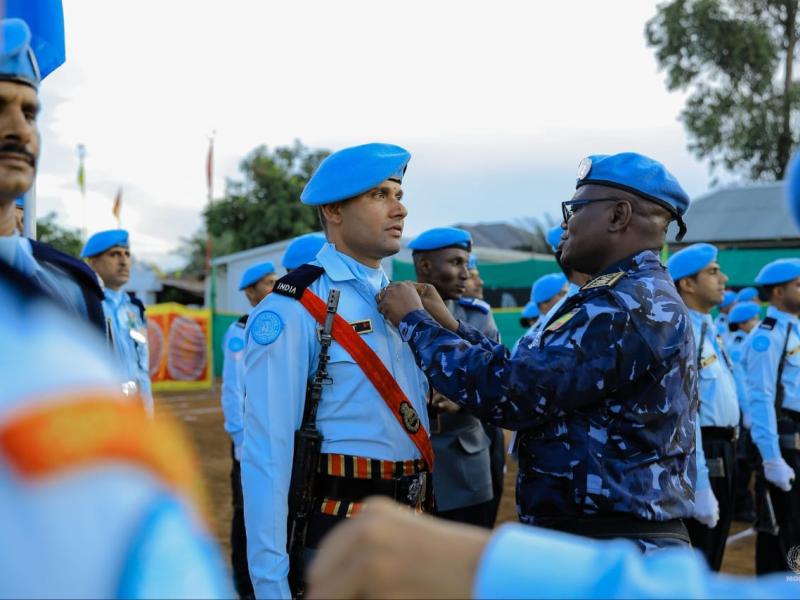 Cérémonie de remise des Médailles de l'ONU aux policiers du contingent indien de la MONUSCO à Beni [photo d'illustration]
