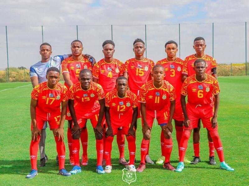 Les Léopards U17 congolais lors leur match nul samedi 09 mai 2026 face à l'Angola, match comptant pour les préparatifs de la CAN au Maroc.