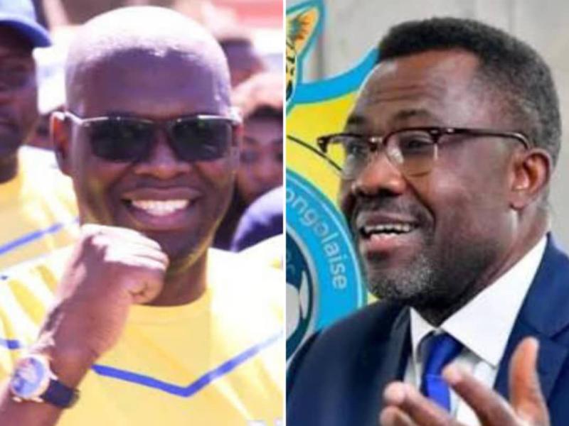 Jacques Kyabula,  président de Lupopo (à gauche) et Véron Mosengo-Omba,  nouveau président de la FECOFA (à droite)