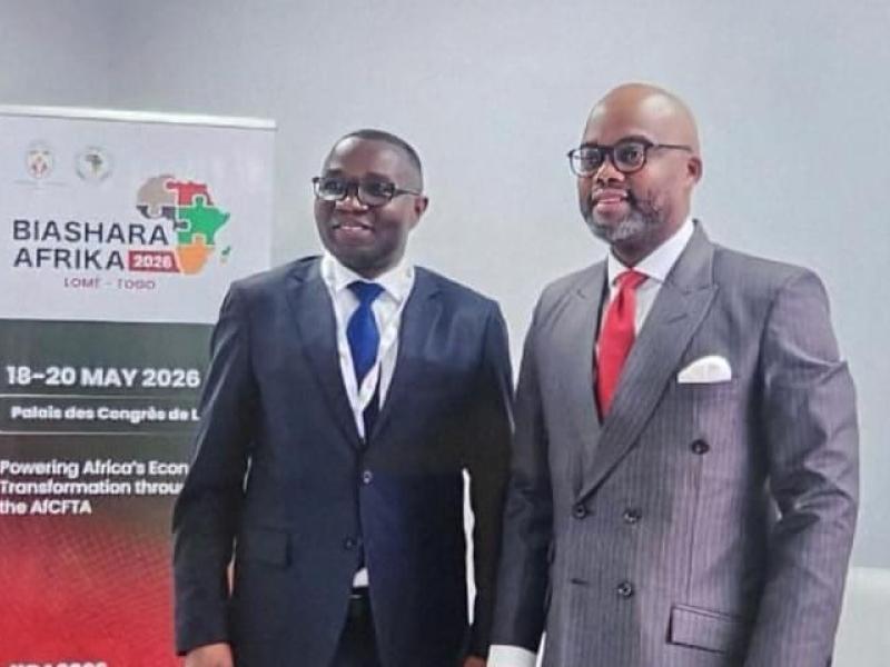 Le ministre du Commerce extérieur Julien Paluku Kahongya, avec le Secrétaire général de la ZLECAf, Wamkele Mene [photo d'illustration]