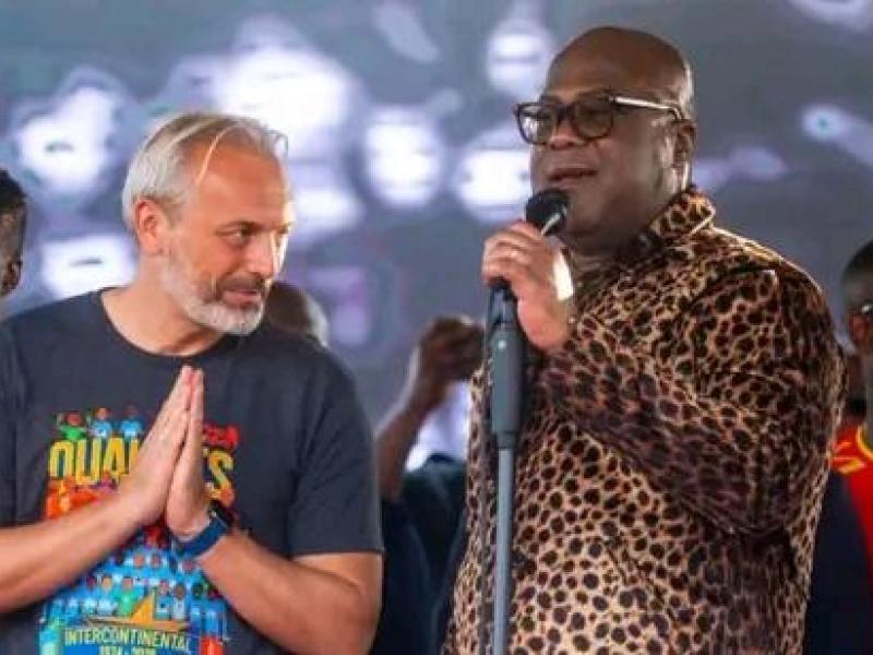 Le chef de l'État Félix-Antoine Tshisekedi, et le sélectionneur national Sébastien Desabre. [Photo d'illustration]