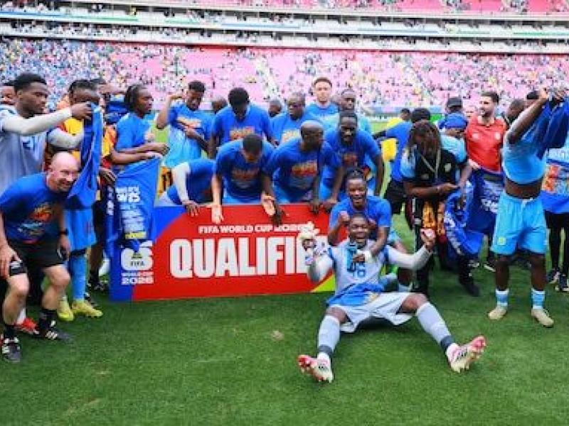 Les joueurs de la RDC célèbrent leur qualification