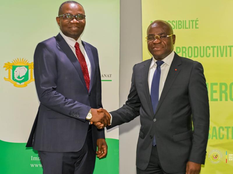 Le ministre du Commerce extérieur, Julien Paluku Kahongya, et son homologue ivoirien Ibrahim Kalil Konaté [photo d'illustration]