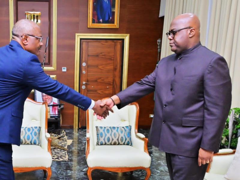 Le chef de l'État Félix Tshisekedi et le nouveau gouverneur de l'Ituri, le Général-major Gaby Kasongo, ce lundi 08 juin 2026