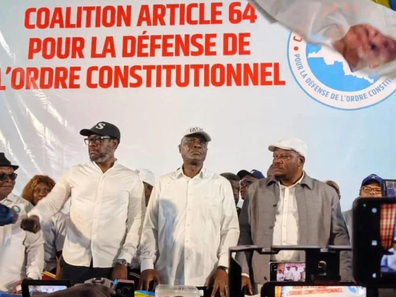 Les leaders de la coalition C64 lors du lancement officiel de leur plateforme a Kinshasa